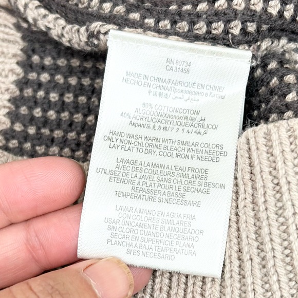 BCBGeneration Knit Sweater Cotton Long Sleeved in Warm Sand Combo Oversized Fit - Picture 8 of 11